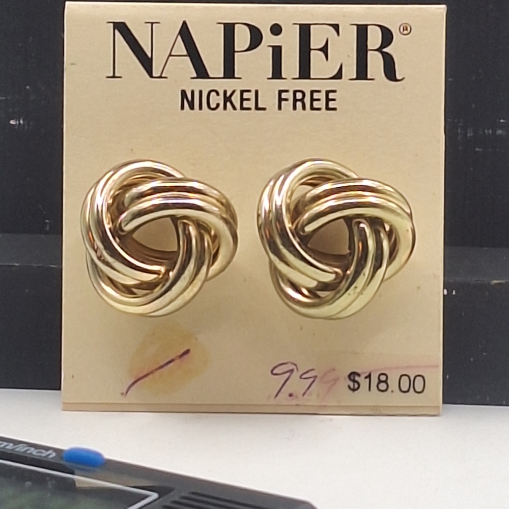 Napier Gold Tone Knot Earrings Nickel Free
